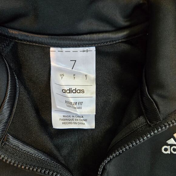 NEW Adidas Kids Track Suit Jacket Pants Set Black White Size 7 Boy - Picture 4 of 5